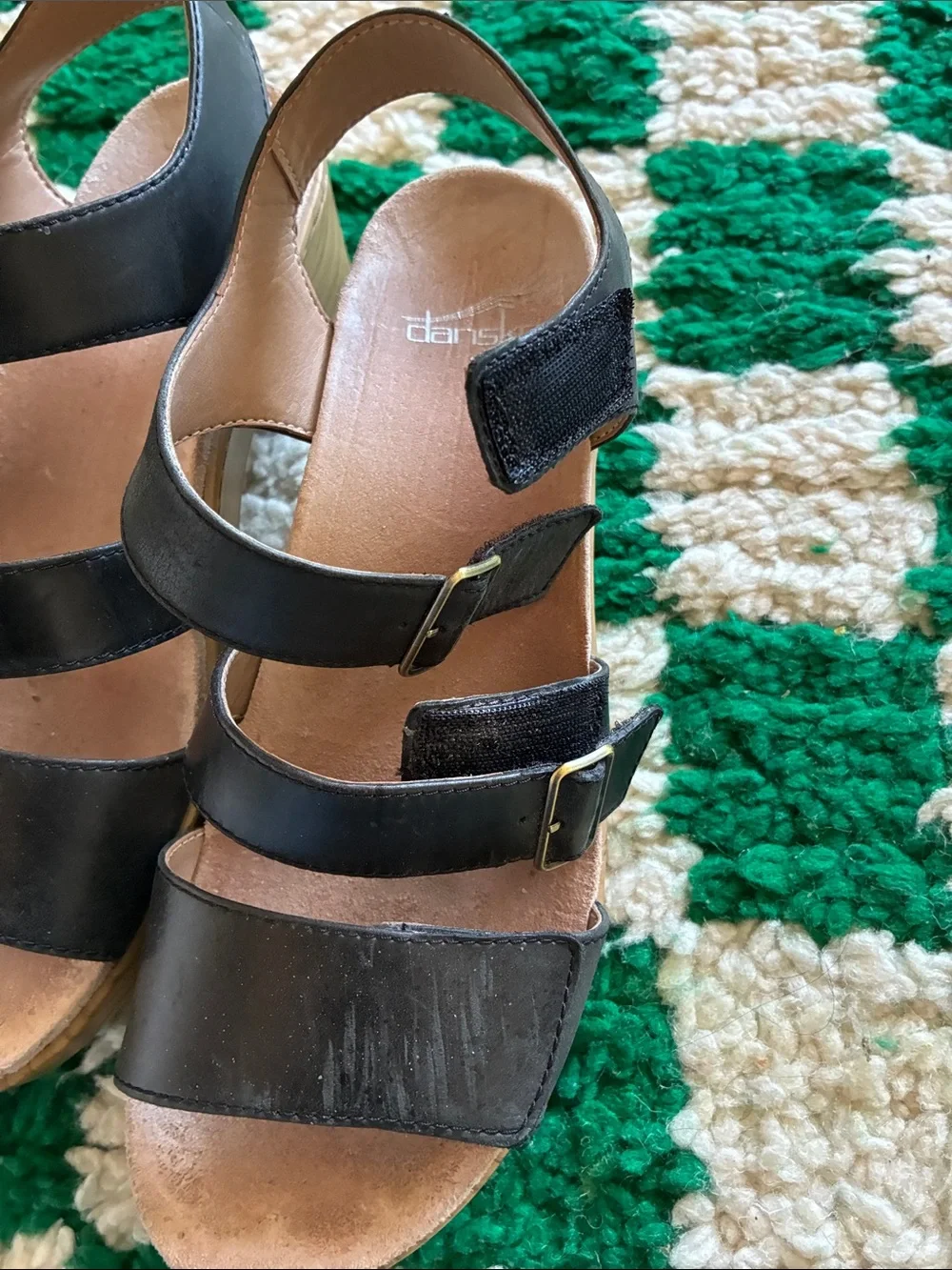 Dansko Women's Black Platform Sandals with Wood-Effect Heel - Picture 4 of 7